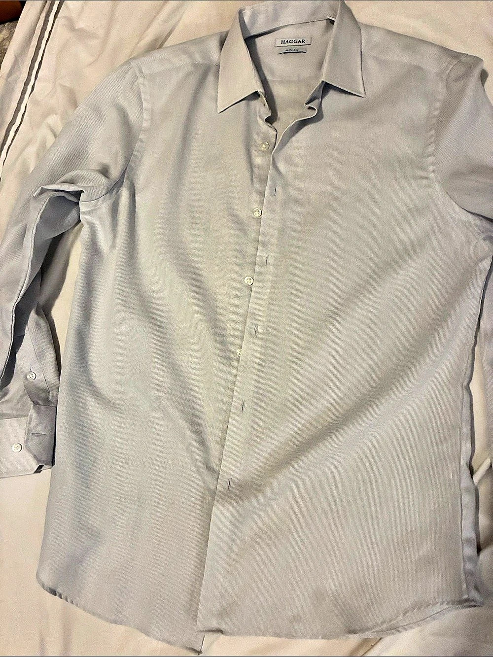 Haggar Slim Fit Men's Geometric Dress Shirt Gray Size 17.5 / 34-35
